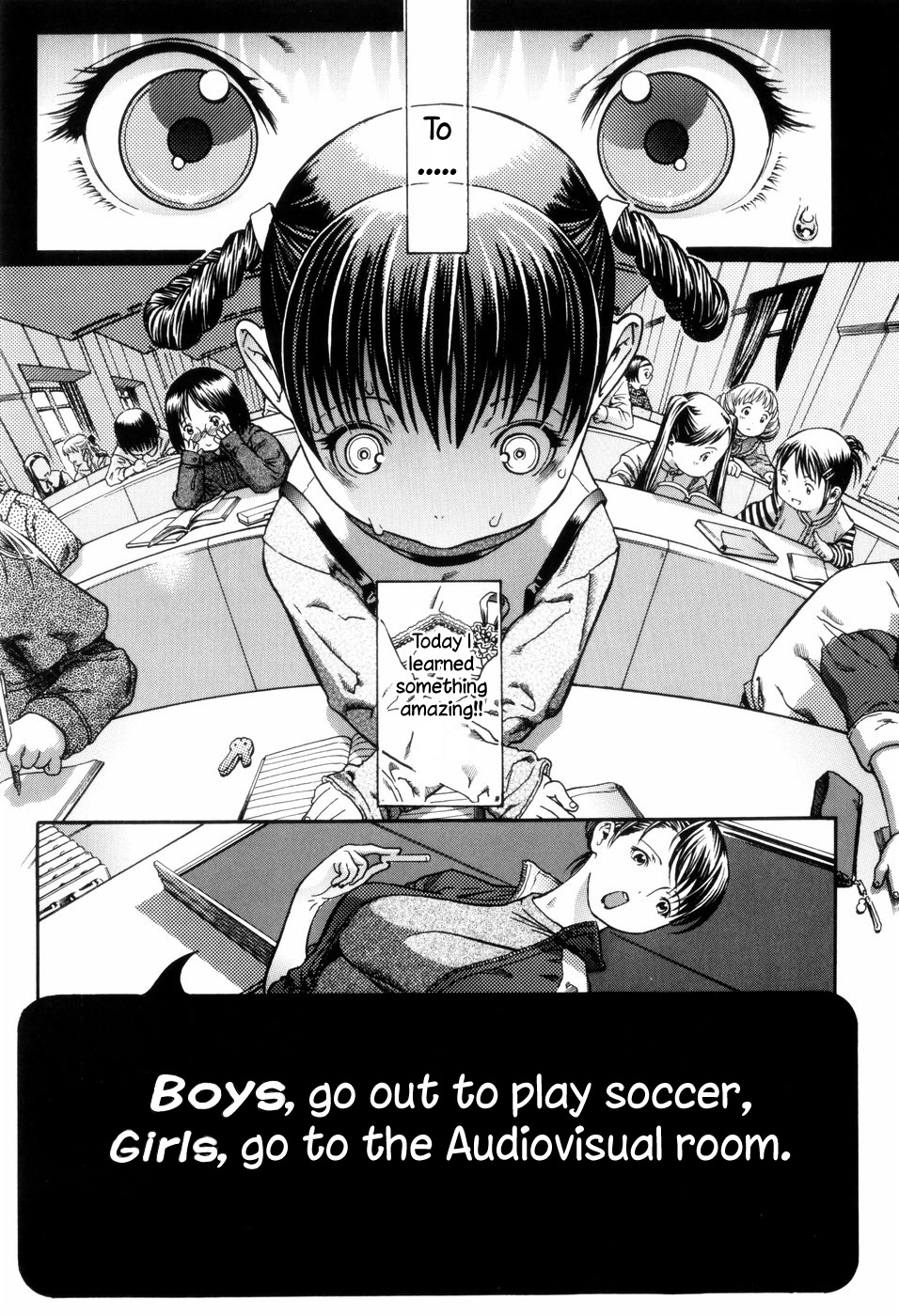 Danshi wa Koutei de Soccer Joshi wa Shichoukakushitsu e | Boys, go out to play soccer. Girls, go to the audiovisual room page 1 full