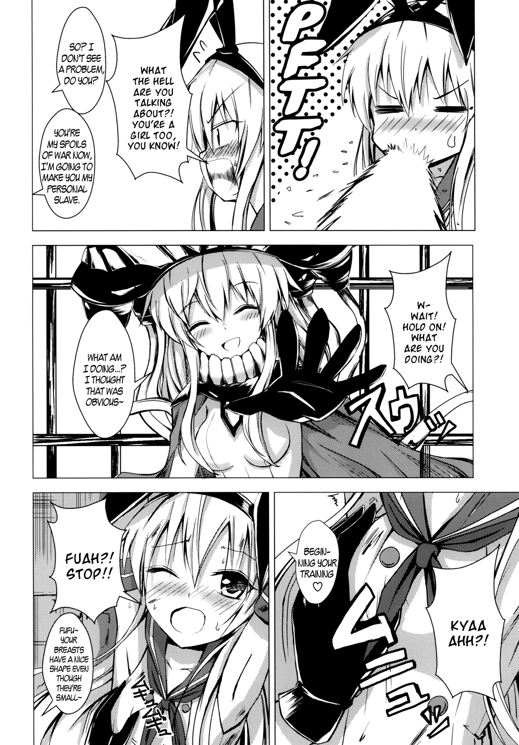 Kuubo Wo-Kyuu-chan no Shimakaze Yuri Dorei Choukyou 1 | Standard Carrier Wo-Class Shimakaze's Yuri Slave Training 1 page 7 full