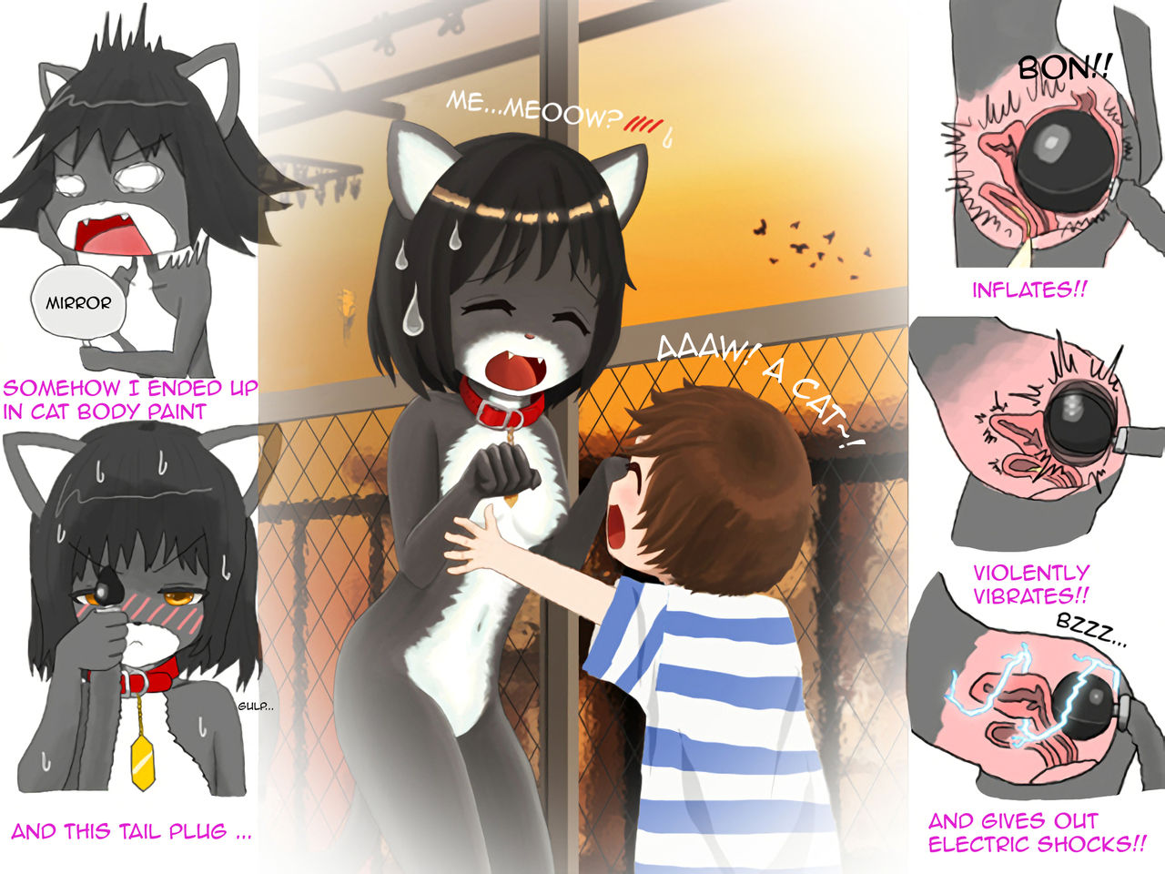 zenra ni neko no body paint! anal shippo de kyousei onanie- | I'm totally naked in a cat body paint! And I'm forced to masturbate with a cat tail plug! page 1 full