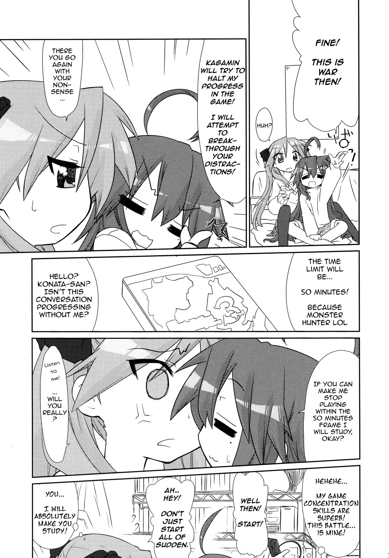 Ijiwaru Kagami. Ijirare Konata. | Meanie Kagami. Teased Konata. page 7 full