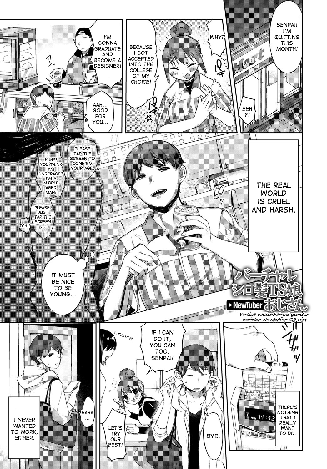 Virtual Shirokami TS Musume NewTuber Oji-san | Virtual White-haired Gender Bender Newtuber Oji-san page 1 full