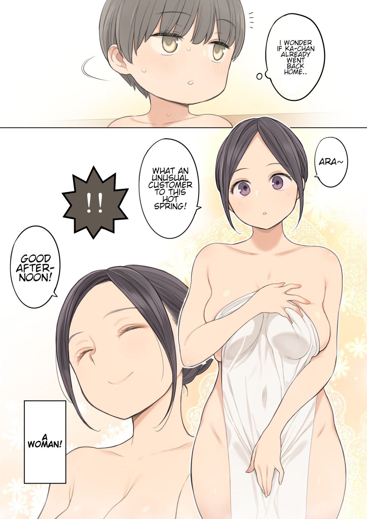 Konyoku Onsen de Toshiue no Onee-san ni Ippai Shasei Sasete Morau Hanashi | Story of how I came a lot with an older oneesan at the mixed hot spring bath page 3 full