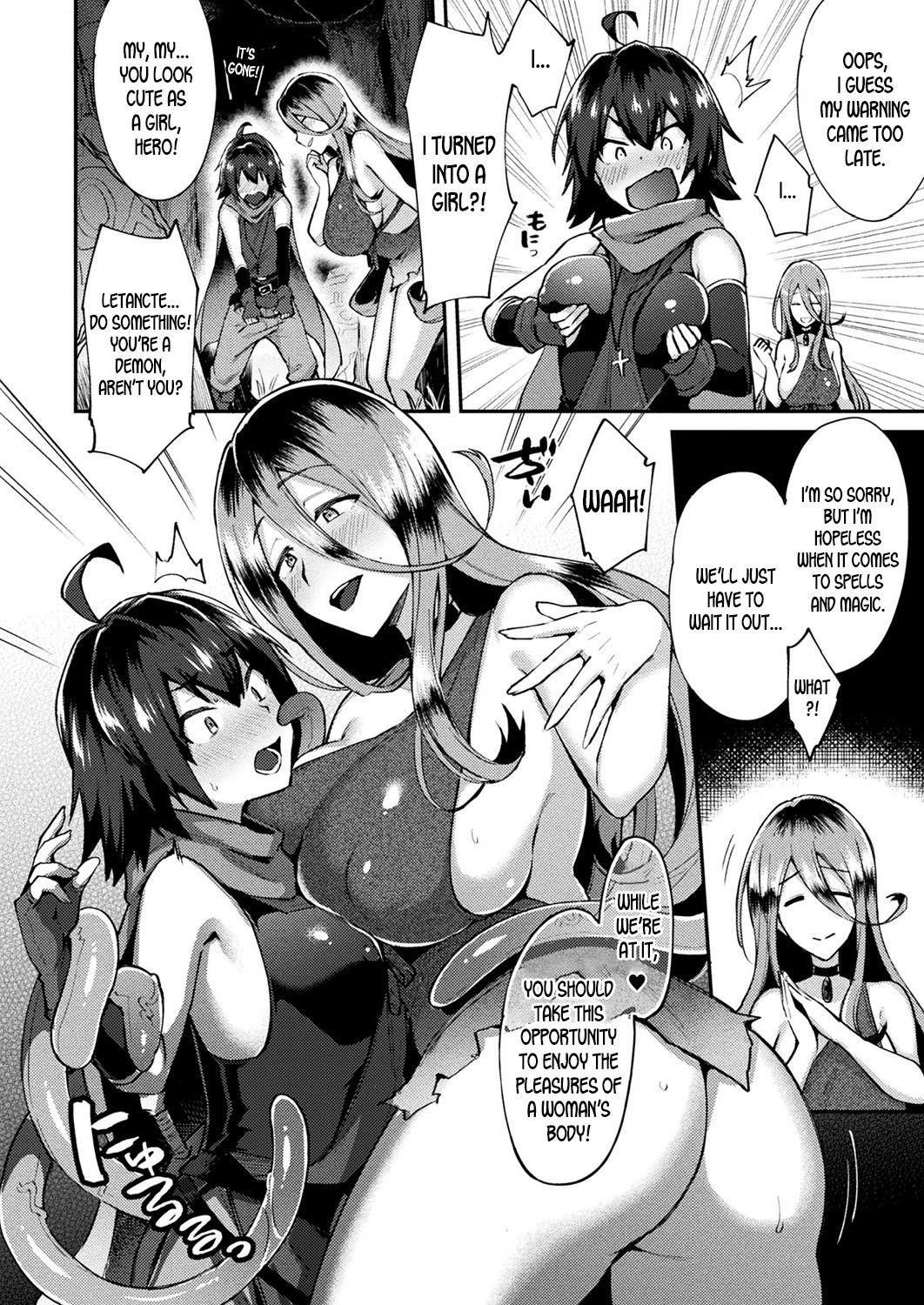 Shokushu-san to Yuusha-kun ~Nazo no Kinsho de Seitenkan!?~ | Tentacle-san and Hero-kun - Gender Bending Through the Mysterious Forbidden Book?! page 2 full
