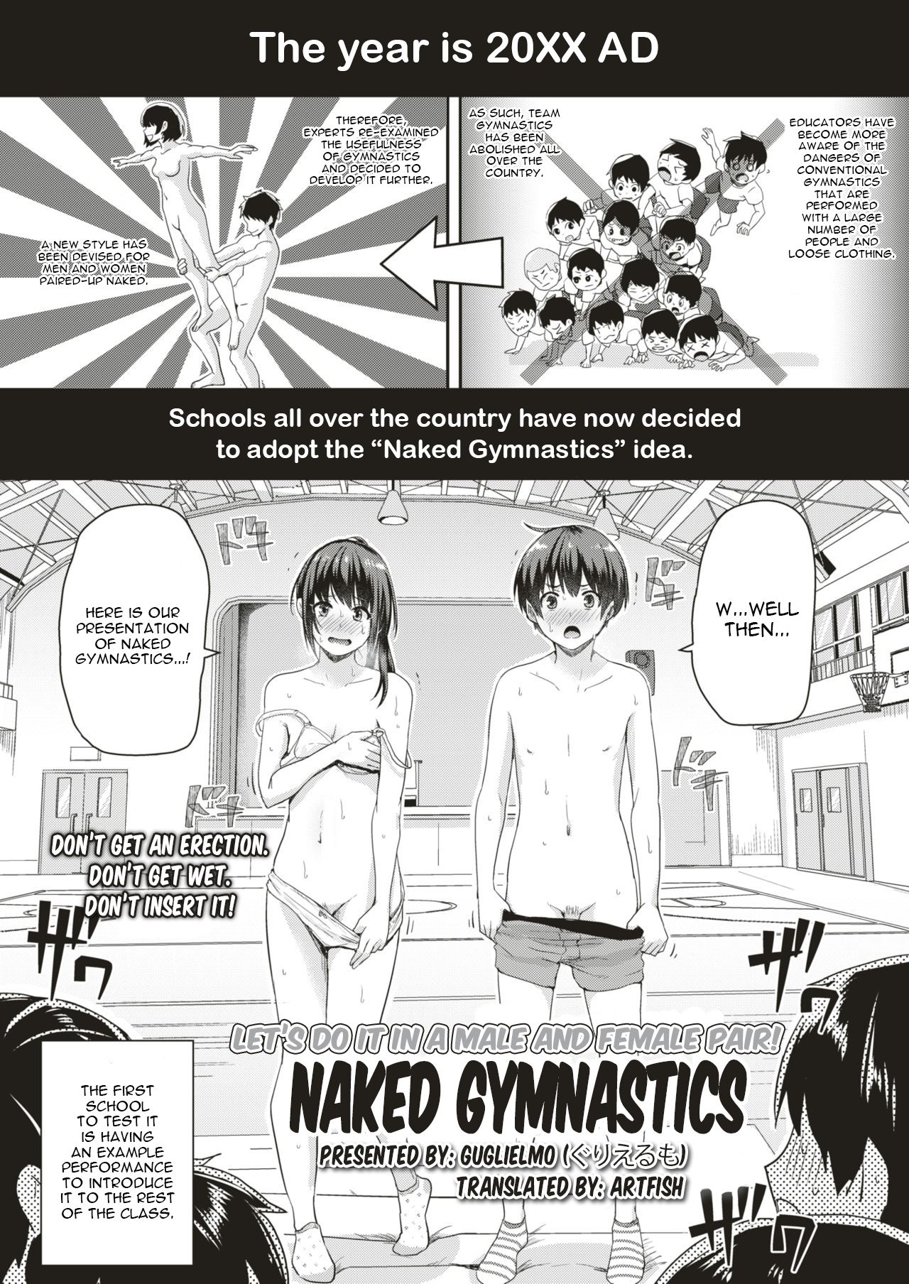 Danjo Pair de Yarou! Zenra-gumi Taisou  | Naked Gymnastics: Let's Do It In a Male and Female Pair! page 1 full