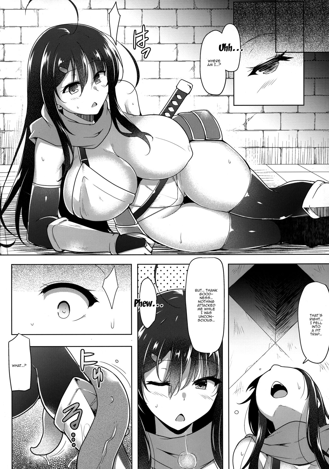 Futanari Kenshi Shizuku no Junan - Shokushu Yoroi-hen - | Futanari Swordsman Shizuku's Suffering -Tentacle Armor Edition- page 4 full