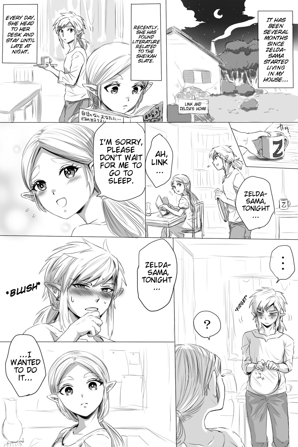 BreaWi no LinZel ga Hitasura Ichaicha Shite Sukebe na Koto Suru Manga | A BoTW manga where Link and Zelda earnestly flirt and do lewd things page 1 full