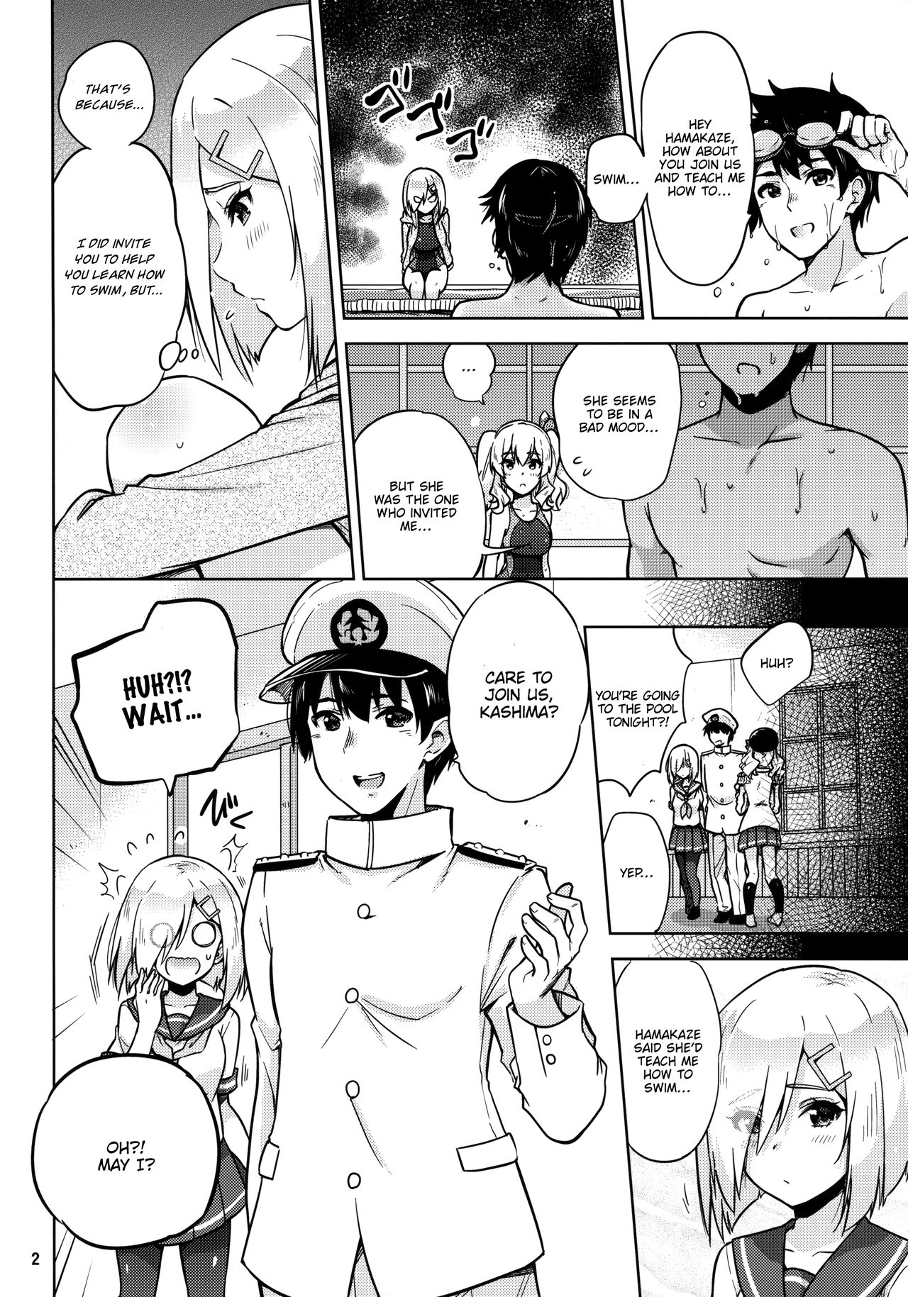 Kyouei Mizugi na Kashima-san to Hamakaze-san to. | Together with Kashima and Hamakaze Wearing sport swimsuits. page 3 full