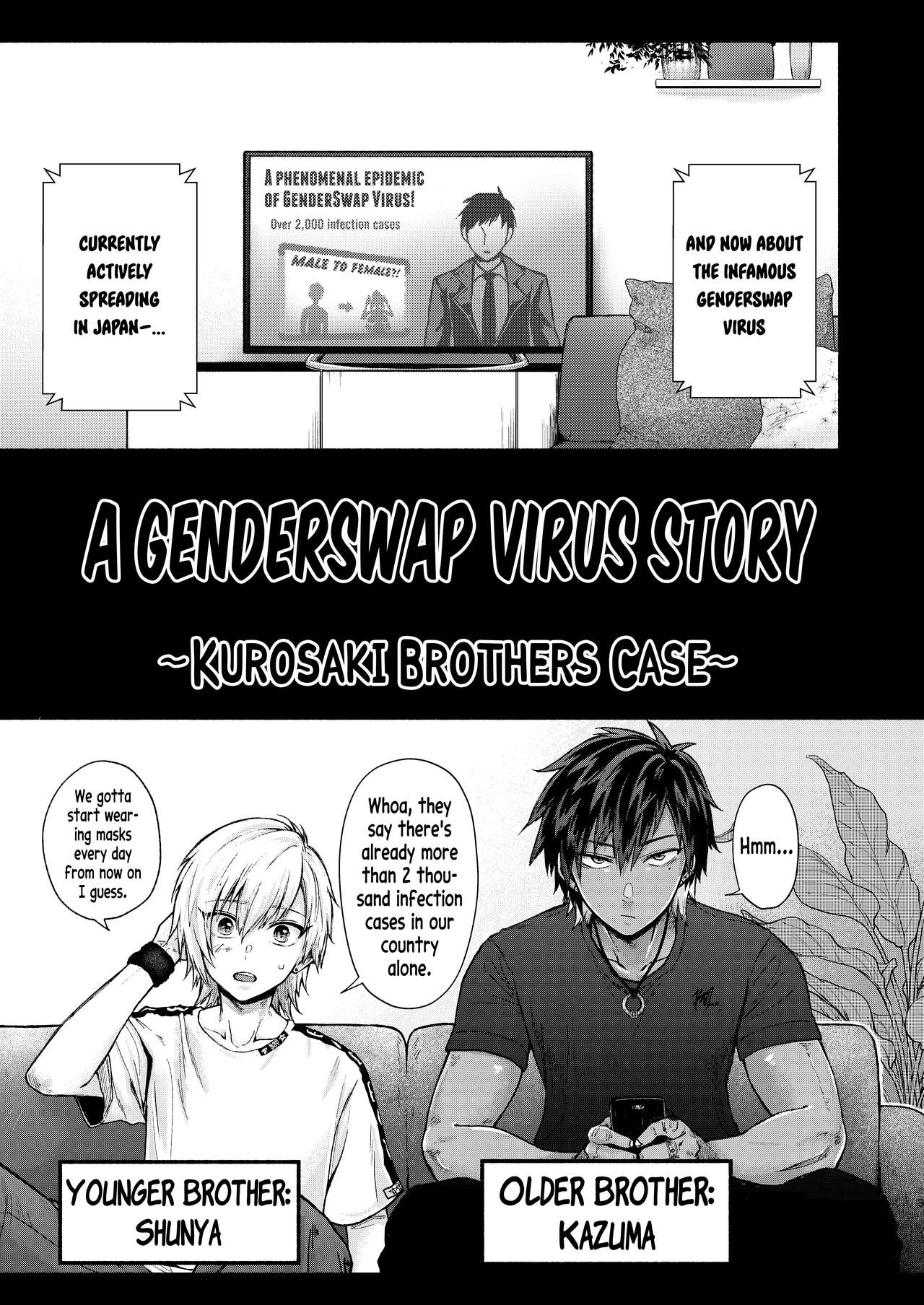 TSF Virus Monogatari. ~Kurosaki Kyoudai Hen~ | A Genderswap Virus Story ~Kurosaki Brothers Case~ page 2 full