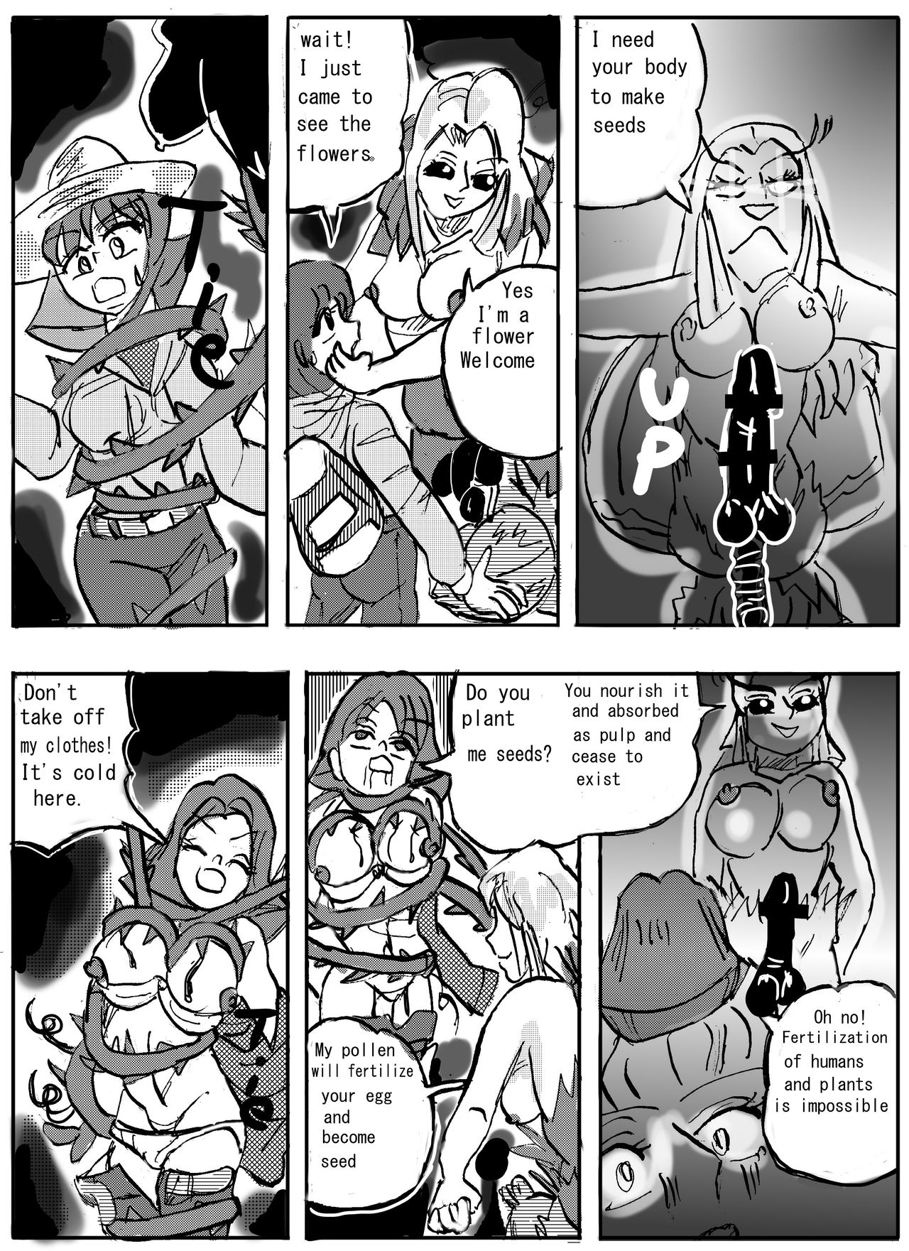 Flower vore "Human and plant heterosexual ra*e and seed bed" page 8 full