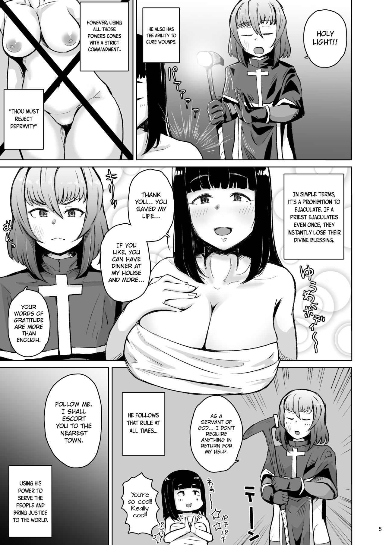 Souryo Saimin -Shasei Taboo na Otokonoko o Kyousei Ketsu Acme- | Priest Hypnosis -Forcing Celibate Crossdressing Priest to Ejaculate- page 4 full