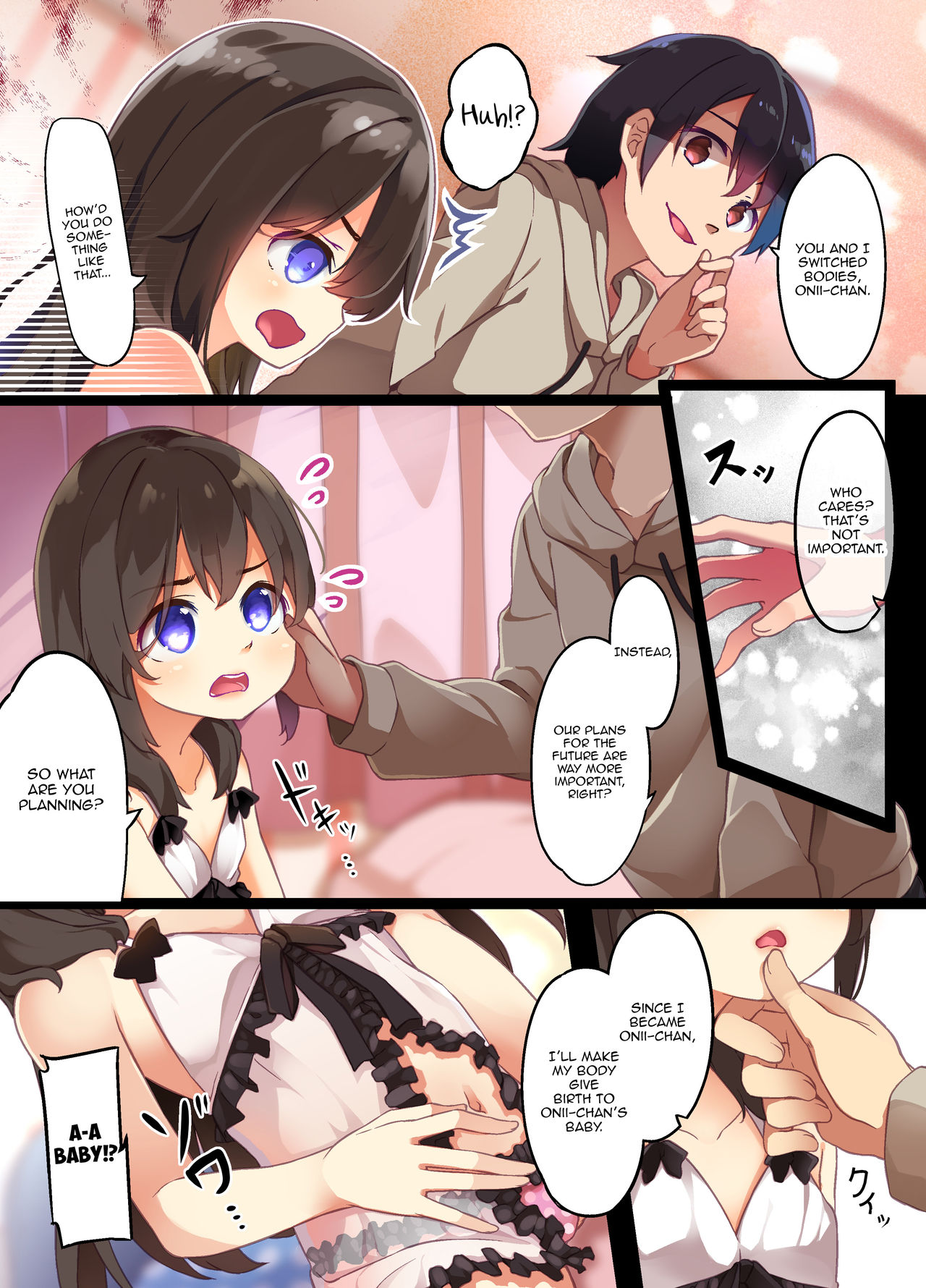 A Yandere Little Sister Wants to Be Impregnated by Her Big Brother, So She Switches Bodies With Him and They Have Baby-Making Sex page 10 full