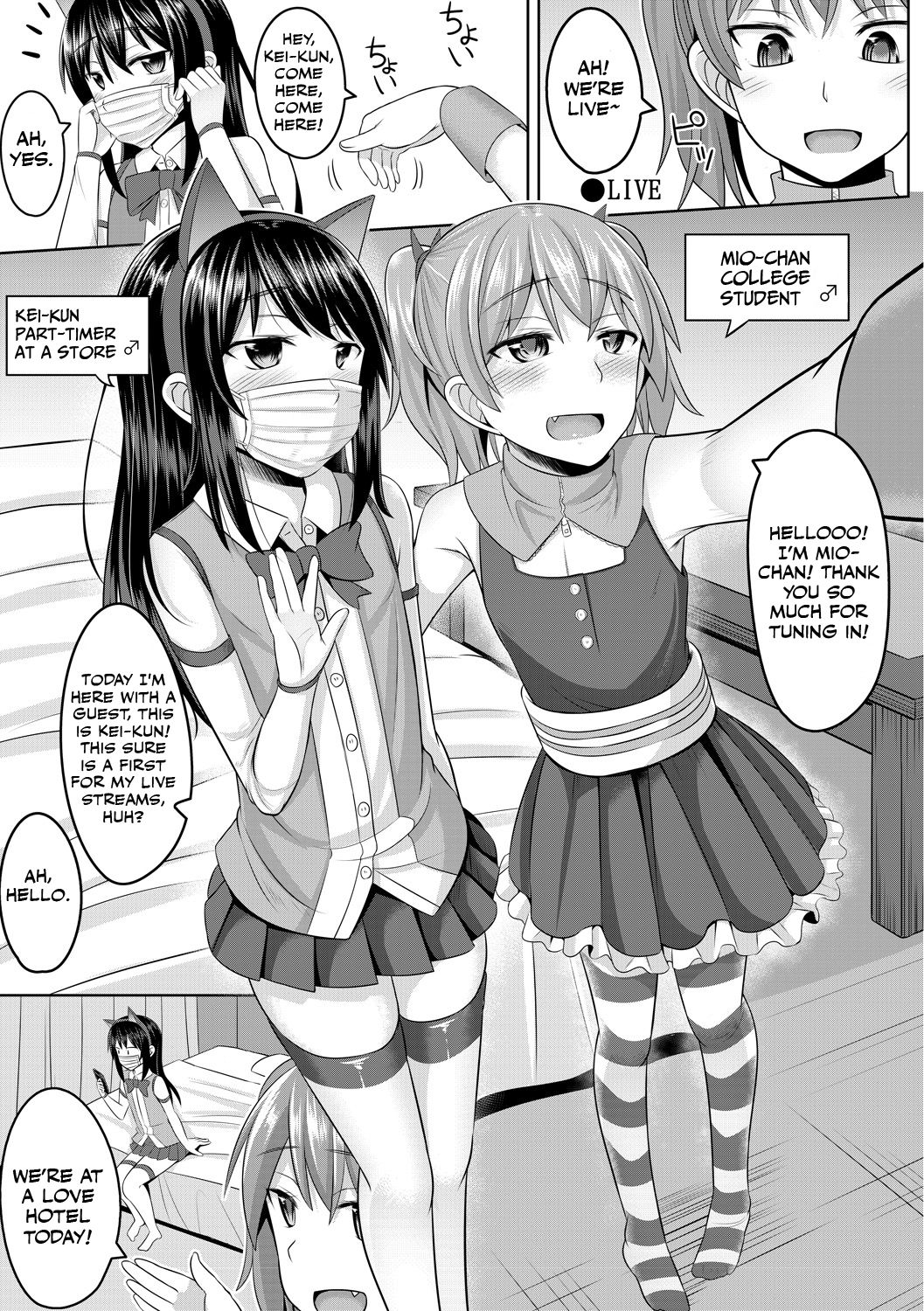 Cosplay Otokonoko-tachi ~ Ushiro no Ana ni Iretai Kankei Ch. 1 Mio-chan no Josou Cos H Haishin Beya page 3 full