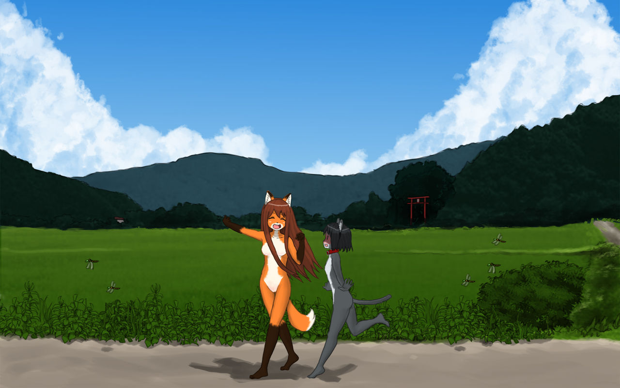 Summer, Sunny, Two Girls... Outdoor in Animal Body Painting... page 1 full