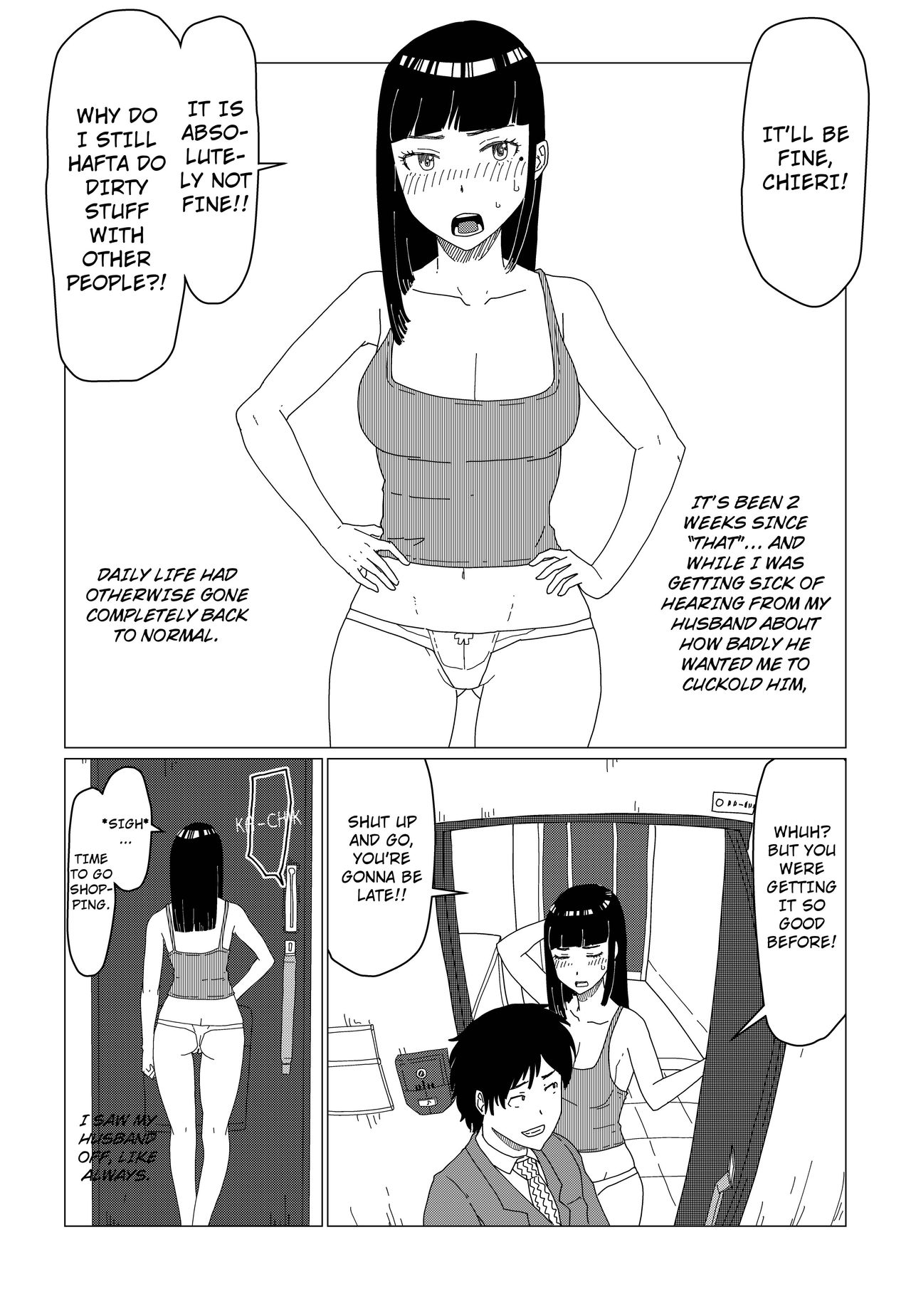 Chieri-san wa Makerarenai! 2 - Otto Kounin Mansion Kyouyuu Netorase Benki Tsuma Zenpen- | Chieri-san Never Gives Up! 2 - Spouse-approved Apartment Hotwife - Part 1 page 2 full