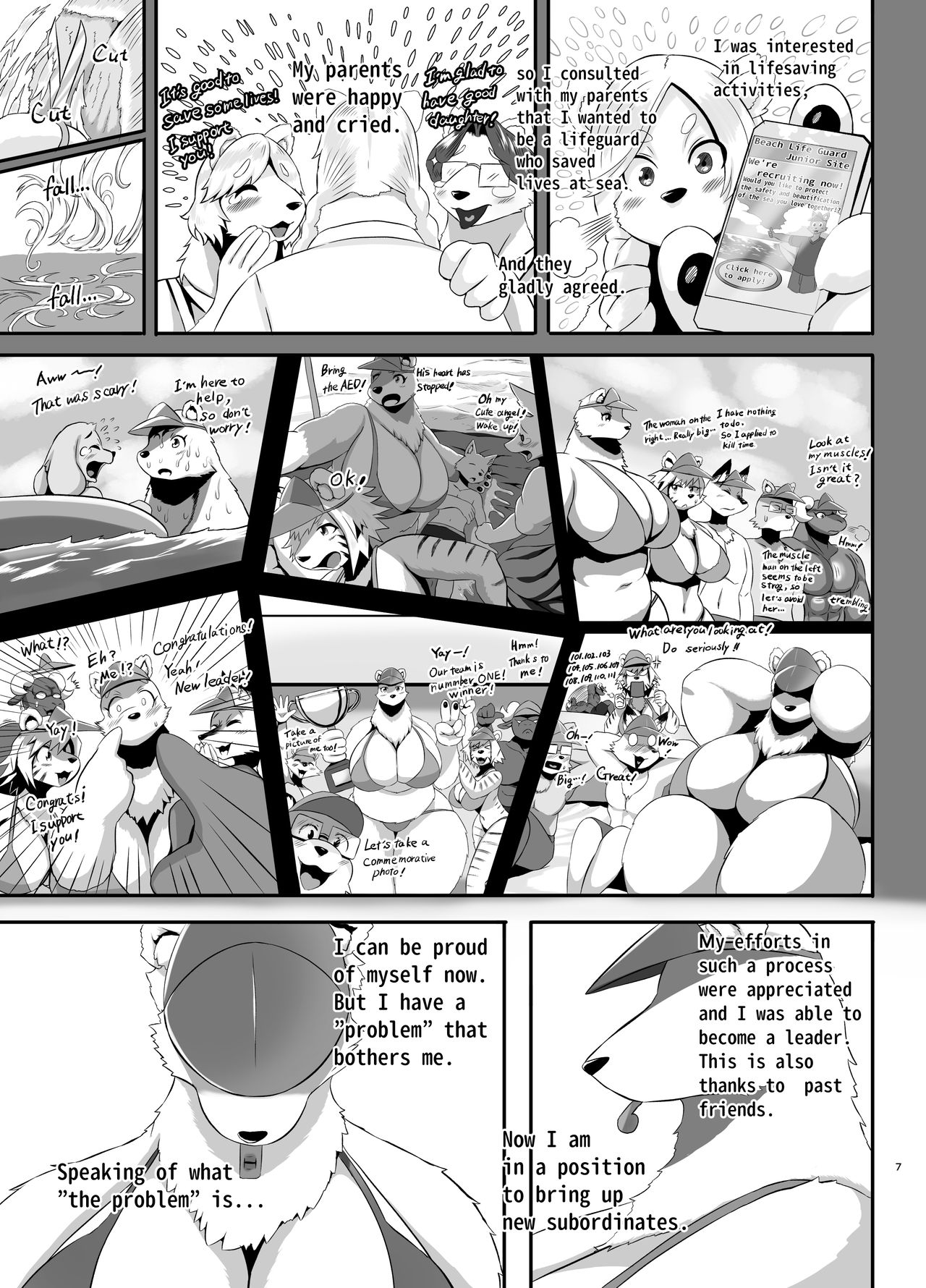 Kaihinkyumeishi Misoji Shirokumaonna Hajimete no Koi | Beach Life Guard 30 year old Polar bear woman First love page 7 full