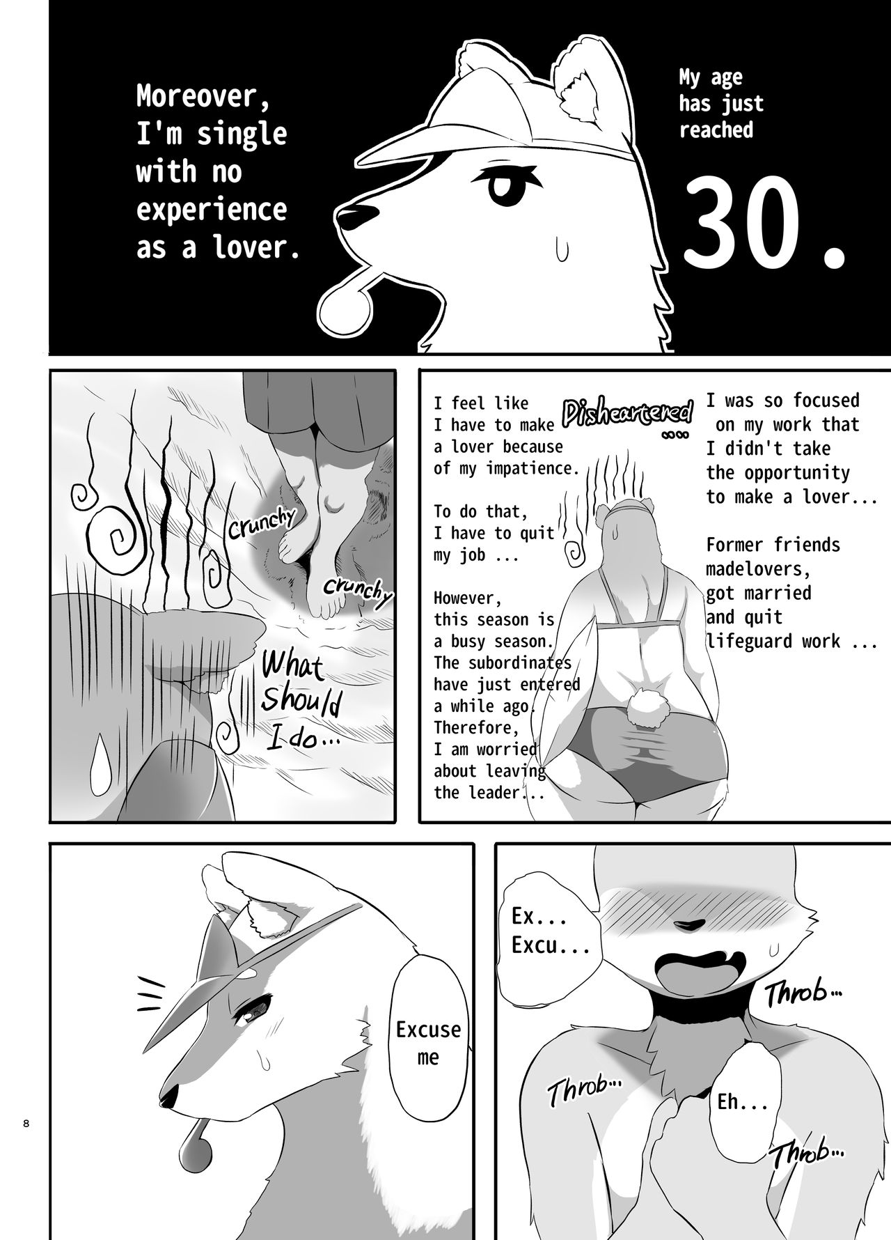 Kaihinkyumeishi Misoji Shirokumaonna Hajimete no Koi | Beach Life Guard 30 year old Polar bear woman First love page 8 full