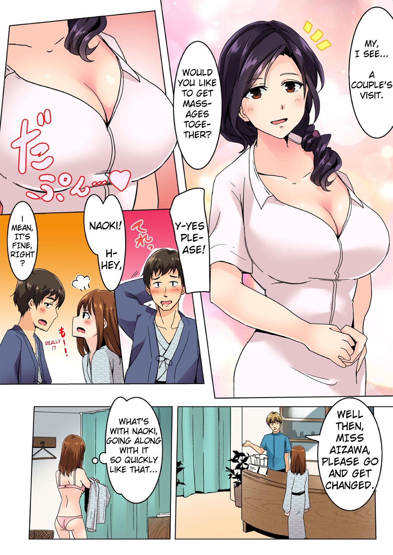 Kareshi no Tonari de Icchatta!? Onsen Ryokan no Netorare Massage! | I Came Next to My Boyfriend!? An NTR Massage at an Onsen Inn! page 6 full