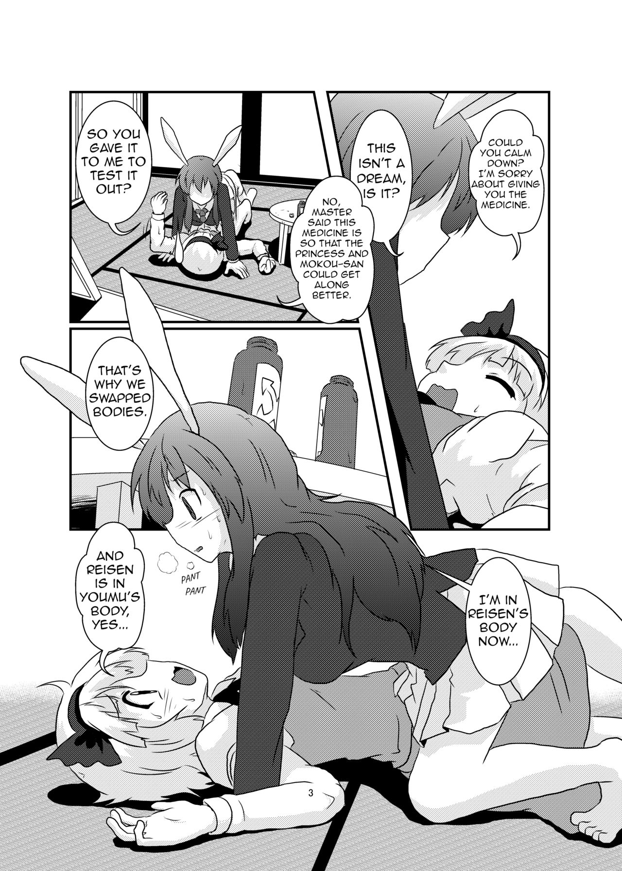 Gyokuto ga Hanjin de Hanjin ga Gyokuto de | Reisen Becomes Youmu and Youmu Becomes Reisen page 3 full